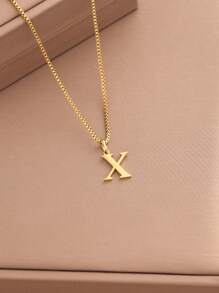 Magic Fish 1 件经典 A-Z 26 个字母项链，不锈钢名字首字母吊坠项链，日常佩戴珠宝礼物 - 金黃色 - 查看 22