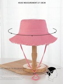 1pc Unisex Y2K Style Frayed Edge Bucket Hat For Outdoor Sports Sun Protection And Daily Commute - Pink - View 4