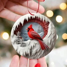 1 Pc Acrylic Flat Pendant, Bird, Reindeer Design With Ribbon , Christmas Tree Ornament Listing,Christmas