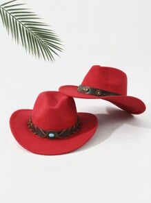 2 szt. Unisex haftowany pasek na głowę bydła wystrój Boho kowboj/kowboj miękki filcowy kapelusz fedora, na zewnątrz, na co dzień, na imprezę, lato, zimę