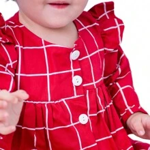 Mundo Nina Kids Baby Girl Dress Long Sleeve Sizes S To 1 100% Cotton Autumn Winter With Bow Headband - 紅色 - 查看 5