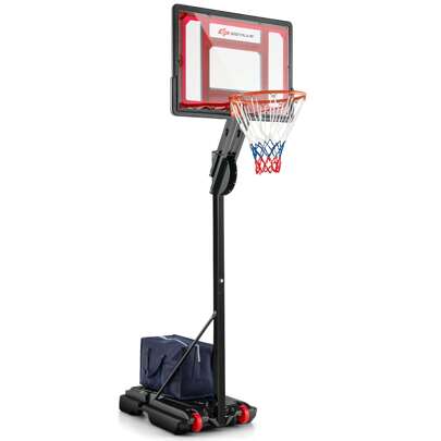 Indoor Outdoor Basketball Hoop, Portable Basketball Goal System With 5-10 FT Adjustable Height, Weight Bag, 32 Inch Backboard, Fillable Base With Wheels For Kids Teenagers Youth Adults