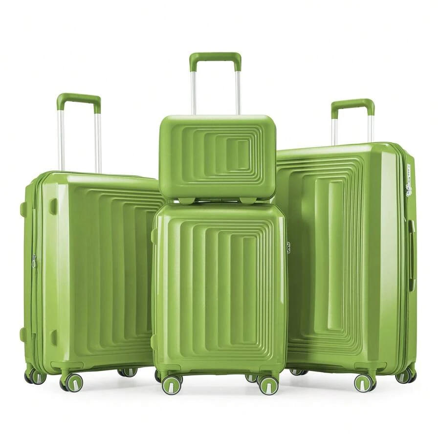 Anwick Luggage 4 Piece Sets(14/20/24/28), Hard Shell Lightweight TSA Lock Carry On Expandable Suitcase With Spinner Wheels Travel Set - Màu xanh Ô liu - Xem 1
