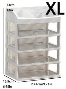 1pc Makeup Organizer Box Dust-Proof Drawer-Type Cosmetic Storage Box With Compartments For Toiletries, Lipsticks, Facial Masks, Brushes, Combs, Etc. Suitable For Bathroom Or Dressing Table. Also Ideal For Storing Remotes, Toothpicks, Cables, Phone Cases, Etc. In Living Room, Bedroom, Bedside, Etc.