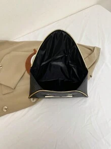 鳄鱼纹、大理石纹、简约、时尚、休闲 PU、纯色手拿包信封包、优雅女士手拿包 - 黑色 - 查看 11