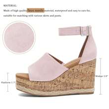 TINSTREE Women's Wedge Platform Espadrille Sandals Braided Open Square Toe Ankle Buckle Strappy Cork Sole Summer Shoes