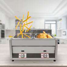 ZhdnBhnos ZhdnBhnos LINSIE 12L Commercial Countertop Gas Fryer 2 Wells Deep Fryer Propane Stainless Steel The Best Gift/Present For Family&Friends Happy Christmas