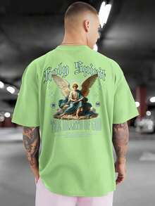 HOLY SPIRIT 100% Cotton Printed T-Shirt Front And Back GPJ1 - Màu xanh Bạc hà - Xem 3