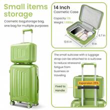 Anwick Luggage 4 Piece Sets(14/20/24/28), Hard Shell Lightweight TSA Lock Carry On Expandable Suitcase With Spinner Wheels Travel Set - Màu xanh Ô liu - Xem 3