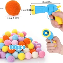 20/50/100pcs Soft Plush Ball Cat Toy Launcher - Interactive Fun - Exercise & Bonding - Great For Indoor Play (Random Color Launcher!) - Multicolor - View 3