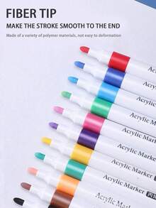 1Set Acrylic Marker Pens For Kids' Art Painting,  Waterproof & Quick-Dry, Perfect For Student Graffiti,Souptoys - Multicolor - View 3