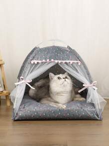 1 pieza Tienda para mascotas con estampado floral, diseño delgado y transpirable lavable, adecuado para gatos y perros pequeños, se puede usar tanto en interiores como en exteriores, para todo el año