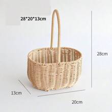 Mother's Day Handmade Flower Basket Rice Rattan Bamboo Bouquet Flower Basket Fruit Basket Flower Art Training Flower Arrangement Materials Outdoor Decor - Miteng سلة زهرة البطن البيضاوية الصغيرة - مشاهدة 4