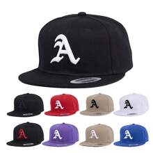 1 pieza, Unisex, Gorra de béisbol con bordado en 3D de letra gótica A, se adapta a juegos de béisbol, baloncesto, otoño, estilo deportivo, años 90, colores brillantes, visera plana, para hombres y mujeres, gorra deportiva hip-hop, ajustable, protección solar casual para primavera y otoño, viajes, fiestas y playa, ideal para regalos - color sólido - Ver 12