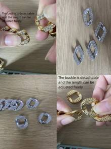 16pcs Detachable Metal Rhinestone Lip & Lipstick, ABS Flower Shoe Charms Decoration Clips, For Clogs, Sandals, Suitable For Shoes Accessories