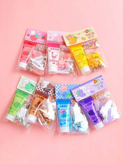 1件装多色返校礼物，逼真卡通水果奶油发夹DIY手工材料包，树脂配件发夹礼品套装，工艺品展销会，幼儿园手工礼物