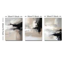 3 carteles retro abstractos modernos, pinturas decorativas de arte simple en negro y beige para decoración del hogar, sala de estar, dormitorio, fondo de sofá, sin marco