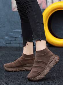 Women's Breathable Knitted Sock Sneakers, Fashion Thick Sole Casual Sports Shoes