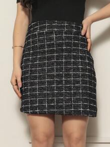 Women's S. Tweed Double Skirt - màu đen - Xem 2