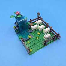 MOC Small Particle Assembly Building Blocks Farm Manor Ranch Field Scene Combination Sheep Pen Cowshed Chicken Coop Panda Bamboo Grove DIY Building Blocks Toy - Multicolor - View 11