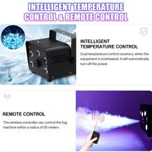 500W Mini Smoke Fog Machine 5 RGB LED Beads With Remote Controller Portable For Halloween Home Carnival Party Musical Show DJ Stage Concert Club (Smoke Oil Not Included) - 1 PC - View 4