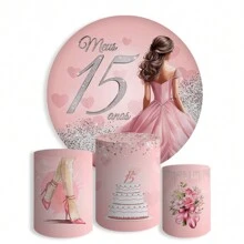 Round Party Panel Kit And Cylinder Trio 15th Birthday Party Theme 3 - Multicolor - View 2