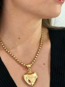 Women's Necklace Chain Cord Pendant Heart 18k Gold Plated Fast Shipping - Vàng - Xem 1