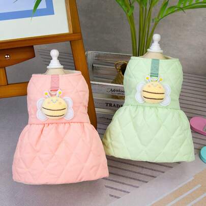 24pcs Bee Dress, Pet Clothes, Cat Jacket, Dog Leg Dress, Autumn/Winter New, Animal Clothing, Small Pet Apparel, Cardigan Dress, Versatile Dog Clothes, Pet Supplies, Hot Selling New, Warm Outfit, Bee Padded Coat, Leash Lock Dress, EU&US Hot Selling, British Style Animal Clothes, Dog Clothes, Four-Leg Garment