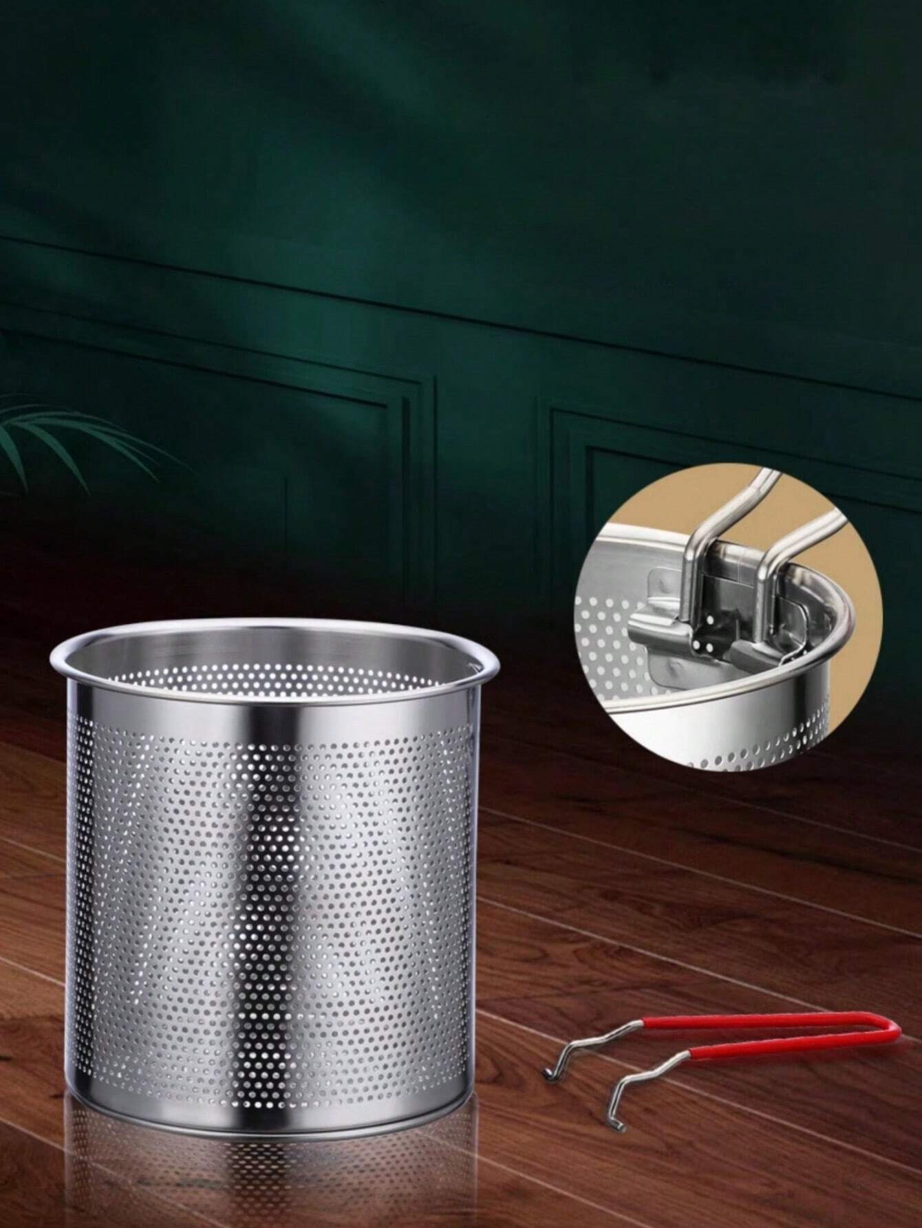 304 Stainless Steel Deep Fryer, With Fry Basket And Pasta Strainer