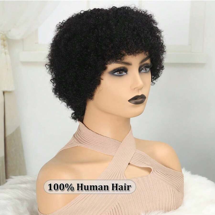 Afro Wigs For Women 100% Human Hair Glueless Wigs 70s Kinky Curly Wig Cosplay Or Daily Use