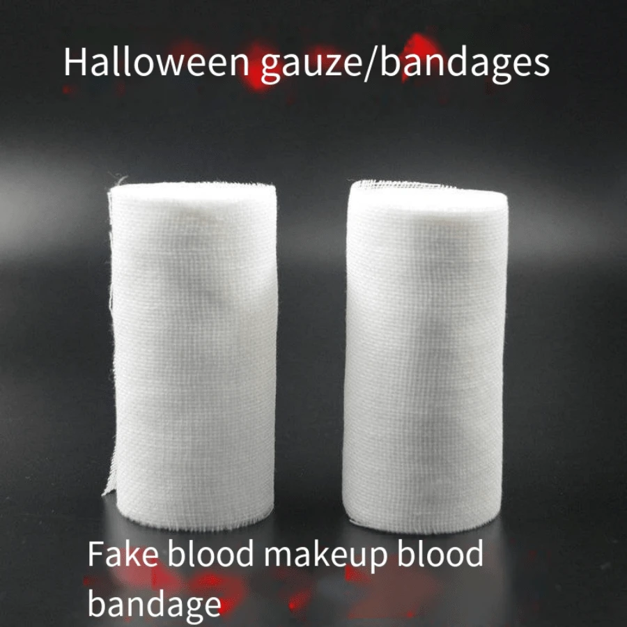 1 件万圣节服装恐怖妆容带假绷带伤口流血绷带装饰道具，圣诞节 - 白色 - 查看 1