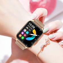 1 件男女通用方形硅胶表带智能手表，具有心率、电话通话、音乐播放、防水功能 - 黑色 - 查看 9