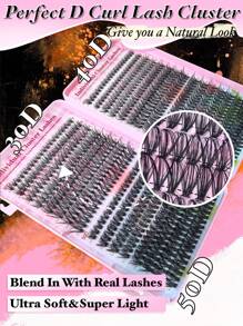 Queenice 640片裝個別睫毛簇 D捲 9-16mm 30D-50D 混合萬聖節主題 DIY 睫毛接種套組 自然濃密纖長 輕盈超柔軟 可重複使用假睫毛 適用於居家萬聖節 Cosplay 日常妝容 - 黑色 - 查看 2