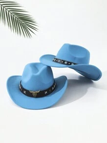 2 件男女通用刺绣牛头装饰波西米亚风牛仔帽，户外休闲沙滩/牛仔/软呢帽，涤纶万圣节 - 多色1 - 查看 23