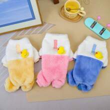 24件装鸭子造型四脚抓绒毛衣，宠物服装，猫咪连体衣，狗狗四脚抓绒外套，新款秋冬动物服装，小型宠物服饰，3D鸭子变身服，休闲狗狗服装，宠物用品，畅销款，保暖针织衫，双面抓绒毛衣 - 粉色 - 查看 4