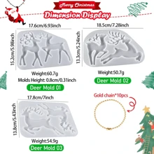 3 Khuôn Nhựa Giáng Sinh Hình Nai Sừng Tấm Với 10 Chuỗi Hạt, Đồ Trang Trí Giáng Sinh Khuôn Nhựa Hình Nai Khuôn Silicon Cho Đúc Nhựa Epoxy Khuôn Giáng Sinh Tự Làm Móc Khóa Trang Trí - Nhiều màu - Xem 2