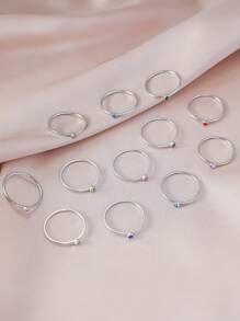 1 peça Anel de aço inoxidável e ouro 14k para mulheres, estilo minimalista e elegante, design de pedra de nascimento de dezembro