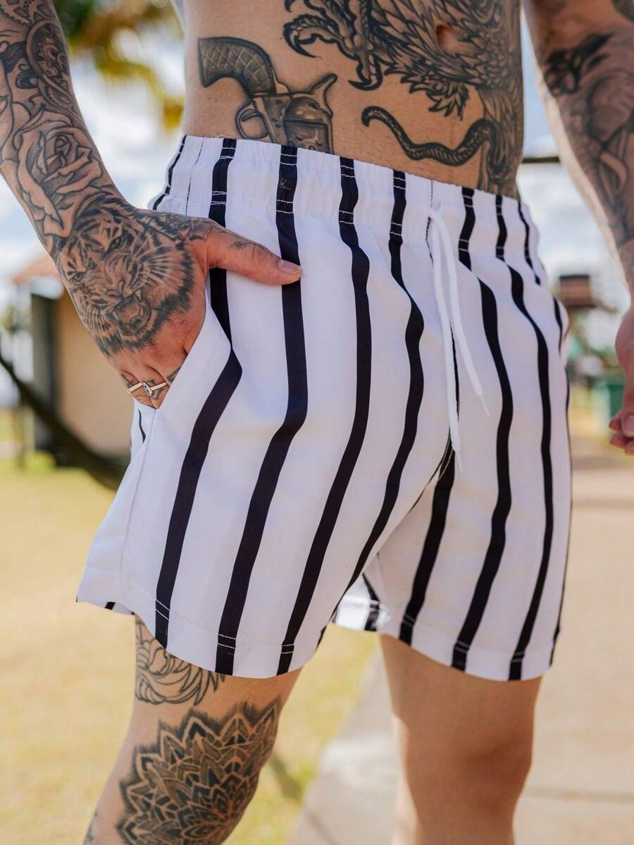 Luxury Mauricinho Tactel Shorts With Premium Elastane - 黑與白 - 查看 1