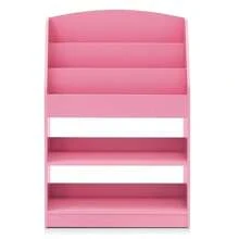 Lova Magazine & Multi-Level Bookshelf With Ample Storage, Modern Space-Saving Design, Bookshelves For Educational Space, Efficient Storage Solution, Room Organizer, Pink/Light Blue - Pink - View 3