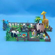 MOC Small Particle Assembly Building Blocks Farm Manor Ranch Field Scene Combination Sheep Pen Cowshed Chicken Coop Panda Bamboo Grove DIY Building Blocks Toy - Multicolor - View 4