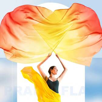 1pc Gradient Semicircle Flags Bellydance Flags Colorful Chiffon Flags For Sports Competition Opening Ceremony Performance