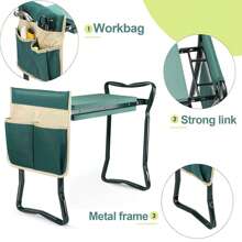 Garden Kneeler And Seat - Heavy Duty Folding Stool For Gardening, Protects Knees And Back, Supports Up To 330 Lbs - Ideal For Gardeners - màu xanh lá - Xem 7