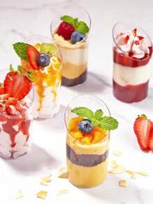 12pcs Mini Dessert Cups, Reusable Transparent Plastic Angled Dessert Cups, Suitable For Cheese, Desserts, Pudding, Mousse, Ice Cream, Etc. For Summer Gatherings, Weddings, Picnics, Camping Parties, Party Supplies, Tableware Accessories (Spoons Not Included) - Clear - View 8