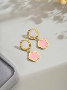 LIEBEIRIS 1 Pair 18K Gold Plated Classic 5-Petal Flower Design Earrings, Suitable For Women Daily Wear And Gift Valentines,Mom,Mother,Mother's Day,Gift - Flower - View 9