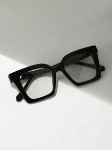 1pc Unisex Simple PC Frame Fashionable Business Style Anti-Eye Fatigue Glasses, Transparent Lens Non-Prescription Glasses Accessories