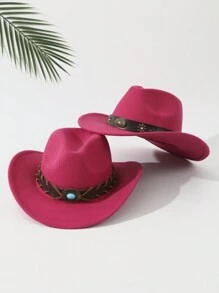2 szt. Unisex haftowany pasek na głowę bydła wystrój Boho kowboj/kowboj miękki filcowy kapelusz fedora, na zewnątrz, na co dzień, na imprezę, lato, zimę