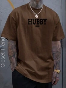 Hubby Men's T-Shirt Premium 100% Cotton Shirt Mesh 30.1 - 鏽棕色 - 查看 1