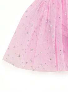 带薄纱裙的年轻女孩芭蕾紧身衣，儿童短袖舞蹈体操芭蕾舞裙运动服 - 淺粉色 - 查看 5