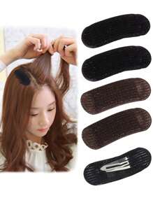 4pcs Fluffy Sponge Invisible Hair Comb Hair Pad Black Hair Clip Insertion Tool Kit Suitable For Women Girls DIY Hairstyle, Hair Accessories, Wedding, Bride Hair Styling, Side Comb - Black - View 2