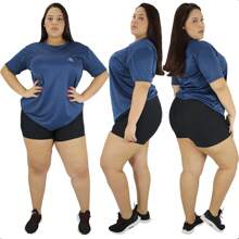 Women's Plus Size Gym Dry Fit T-Shirt - 藏蓝色 - 查看 1